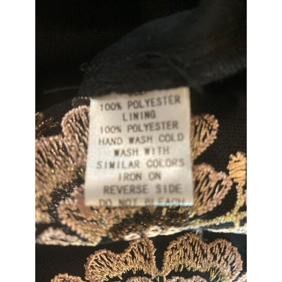 Soieblu Black & Pink/Gold Floral Embroidered Maxi Dress L - Picture 6 of 10